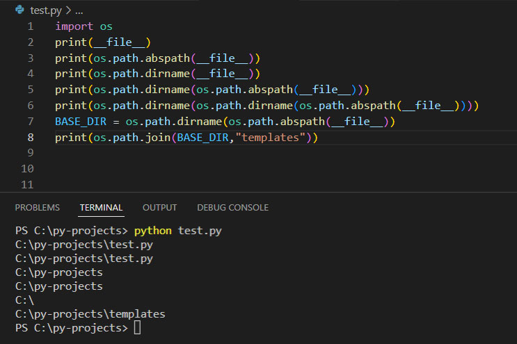 python absolute path join dirname